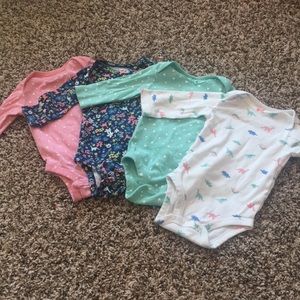 LOT of 4 long sleeve baby girl onesies